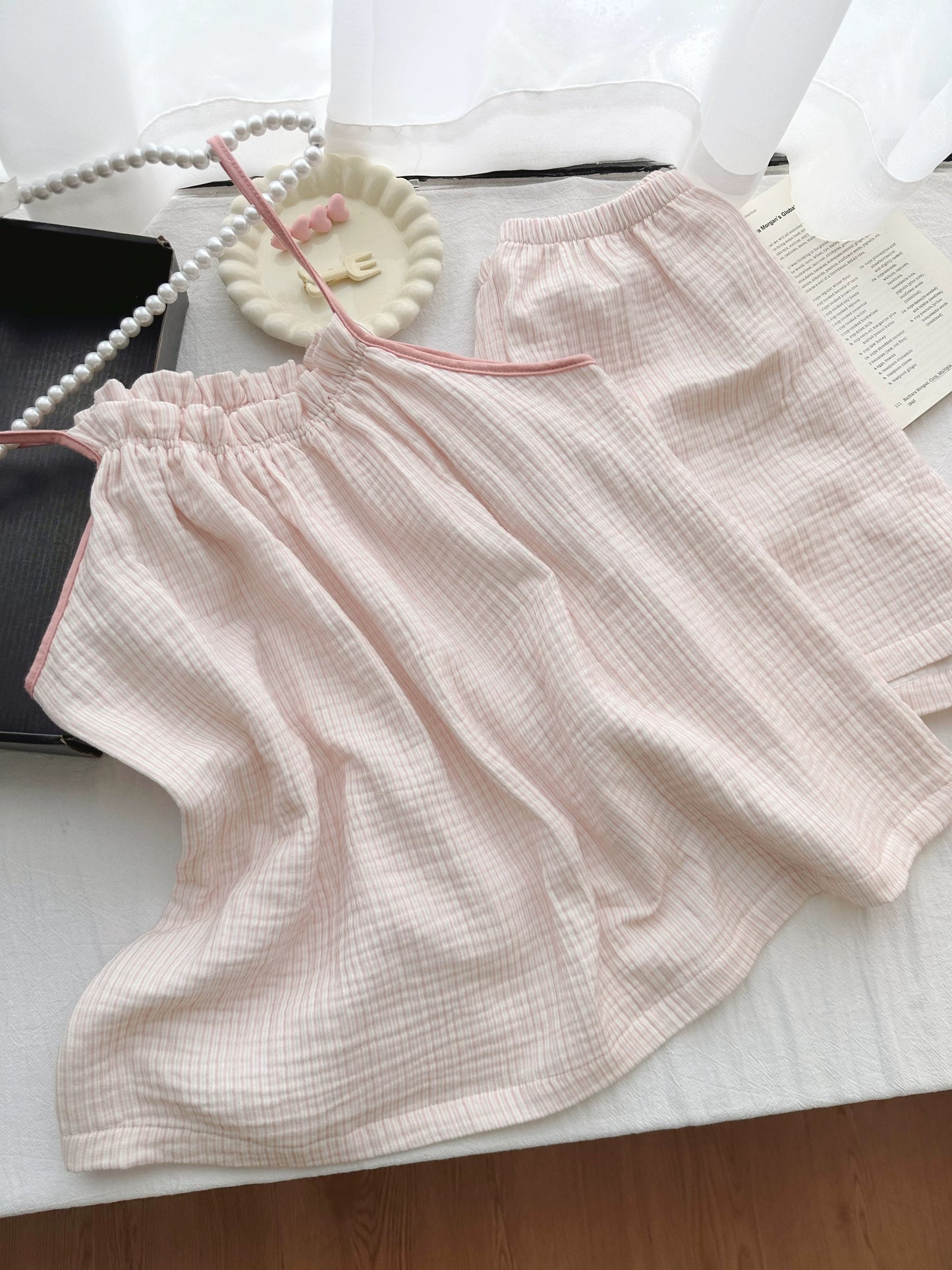 Pink Textured Cami Pyjama Set