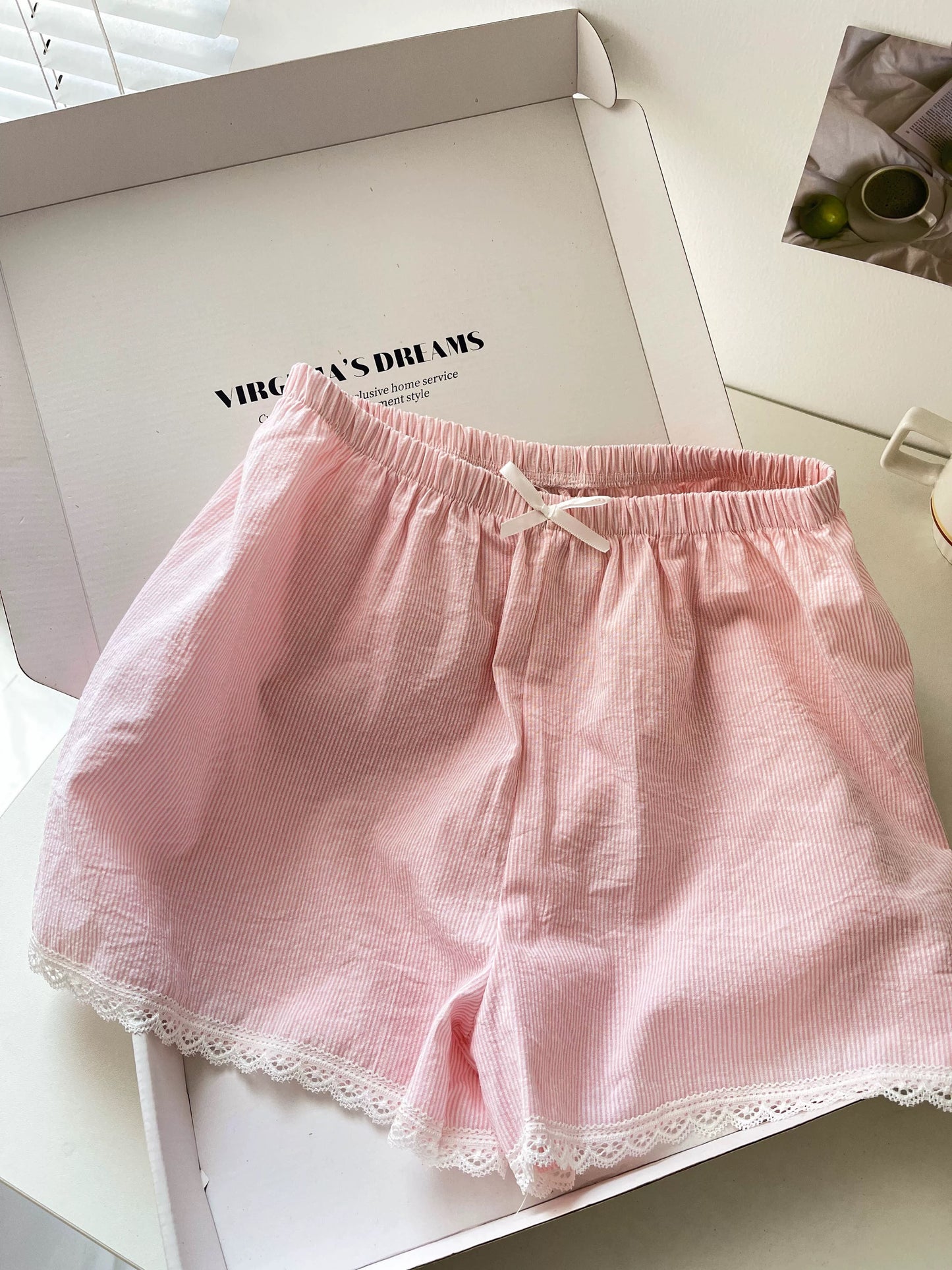 Pink Lace Trim Cami Pyjama Set