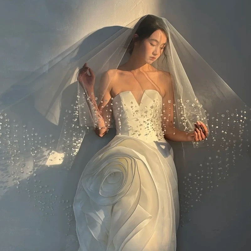 Bridal Veil – 3D Pearl Blossom Veil