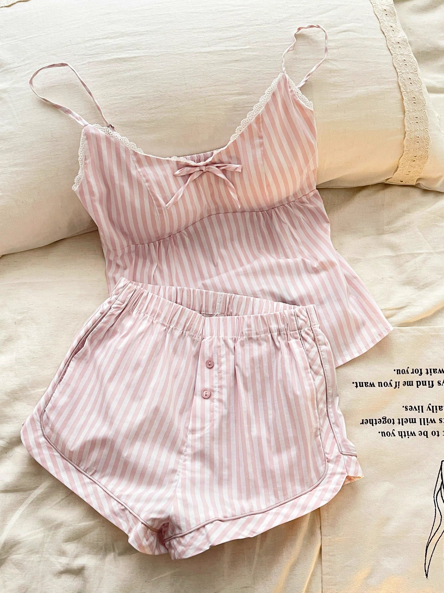 Pink Striped Camisole & Shorts Sleepwear Set