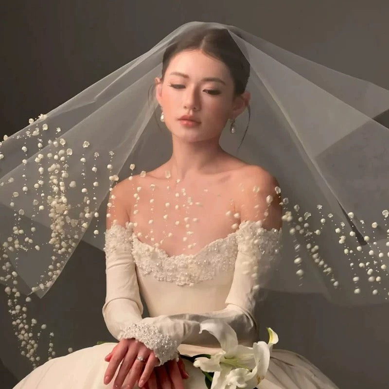 Bridal Veil – 3D Pearl Blossom Veil