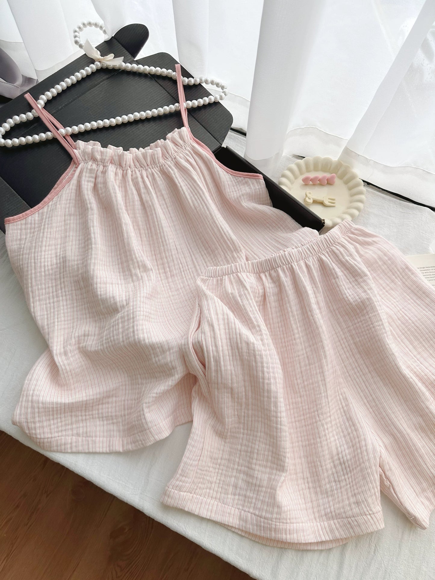 Pink Textured Cami Pyjama Set