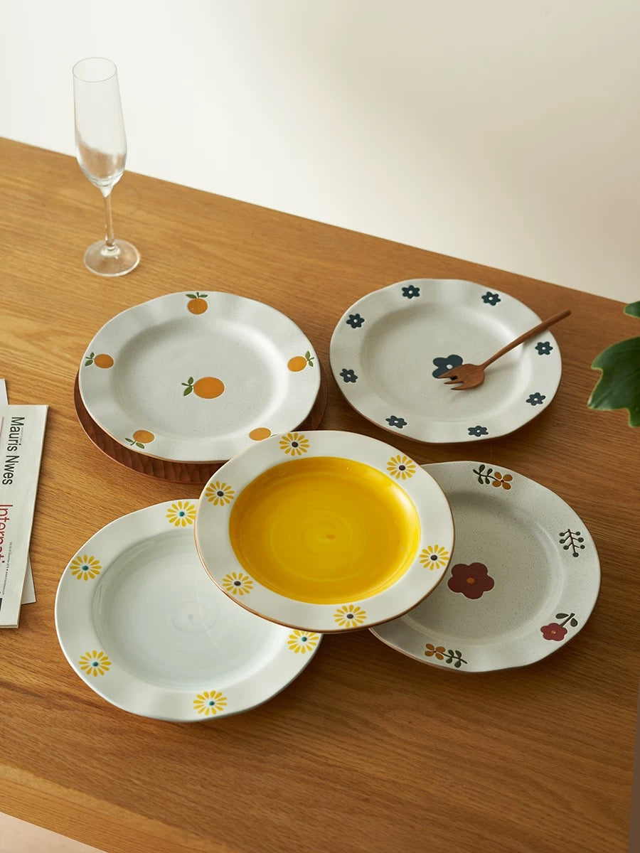Vintage-Inspired Ceramic Dessert Plates – Floral and Minimal Patterns