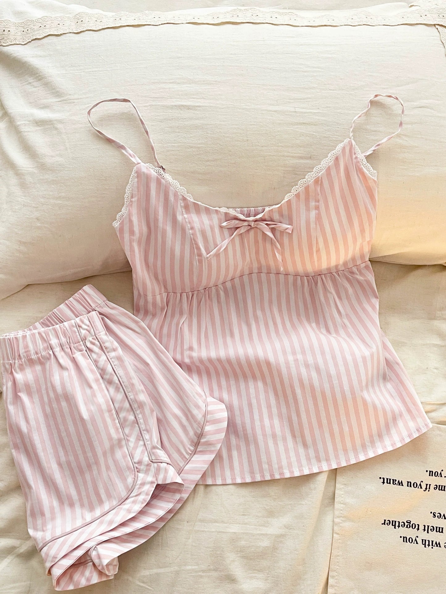 Pink Striped Camisole & Shorts Sleepwear Set