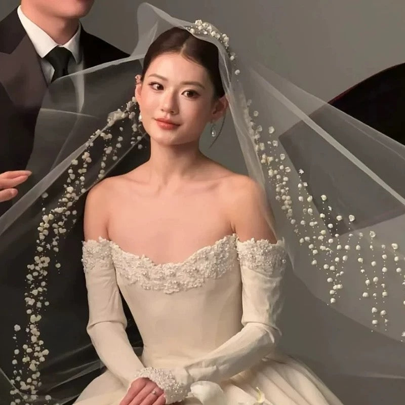 Bridal Veil – 3D Pearl Blossom Veil