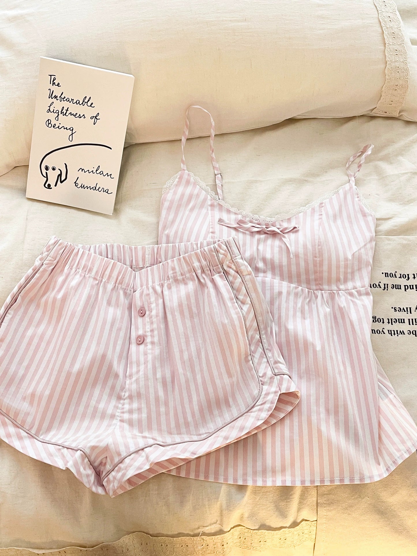 Pink Striped Camisole & Shorts Sleepwear Set