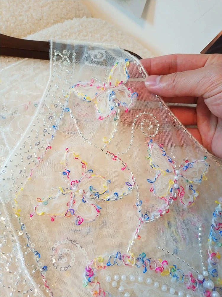 Sheer Embroidered Butterfly Vest