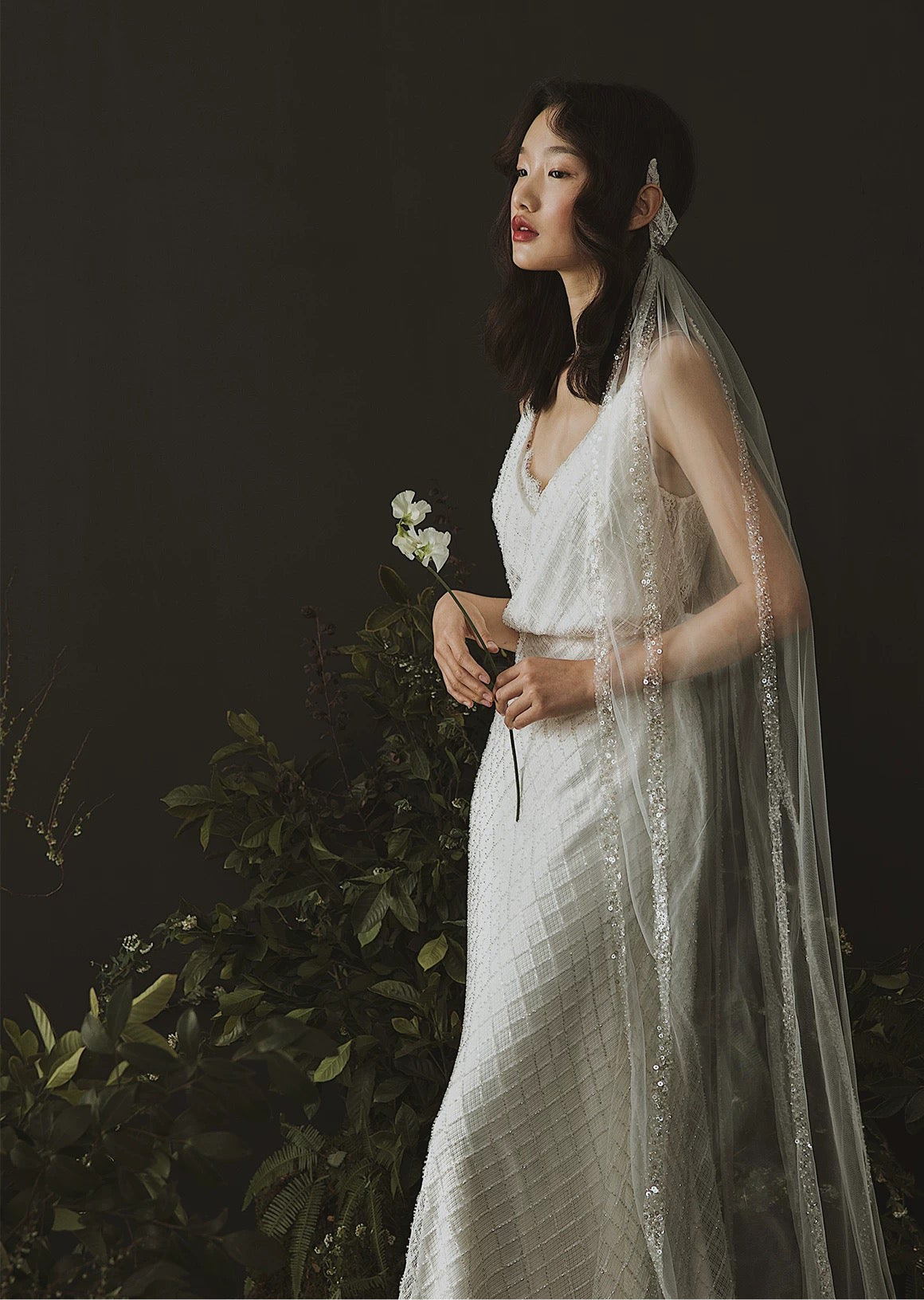 Bohemian Headband Veil with Sequinned Tulle