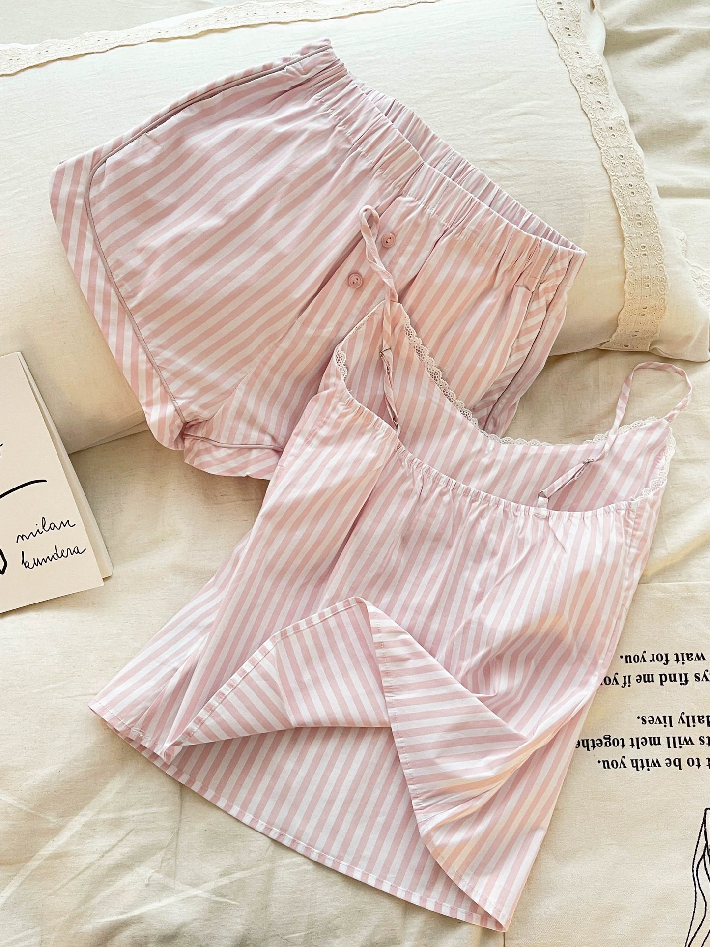 Pink Striped Camisole & Shorts Sleepwear Set