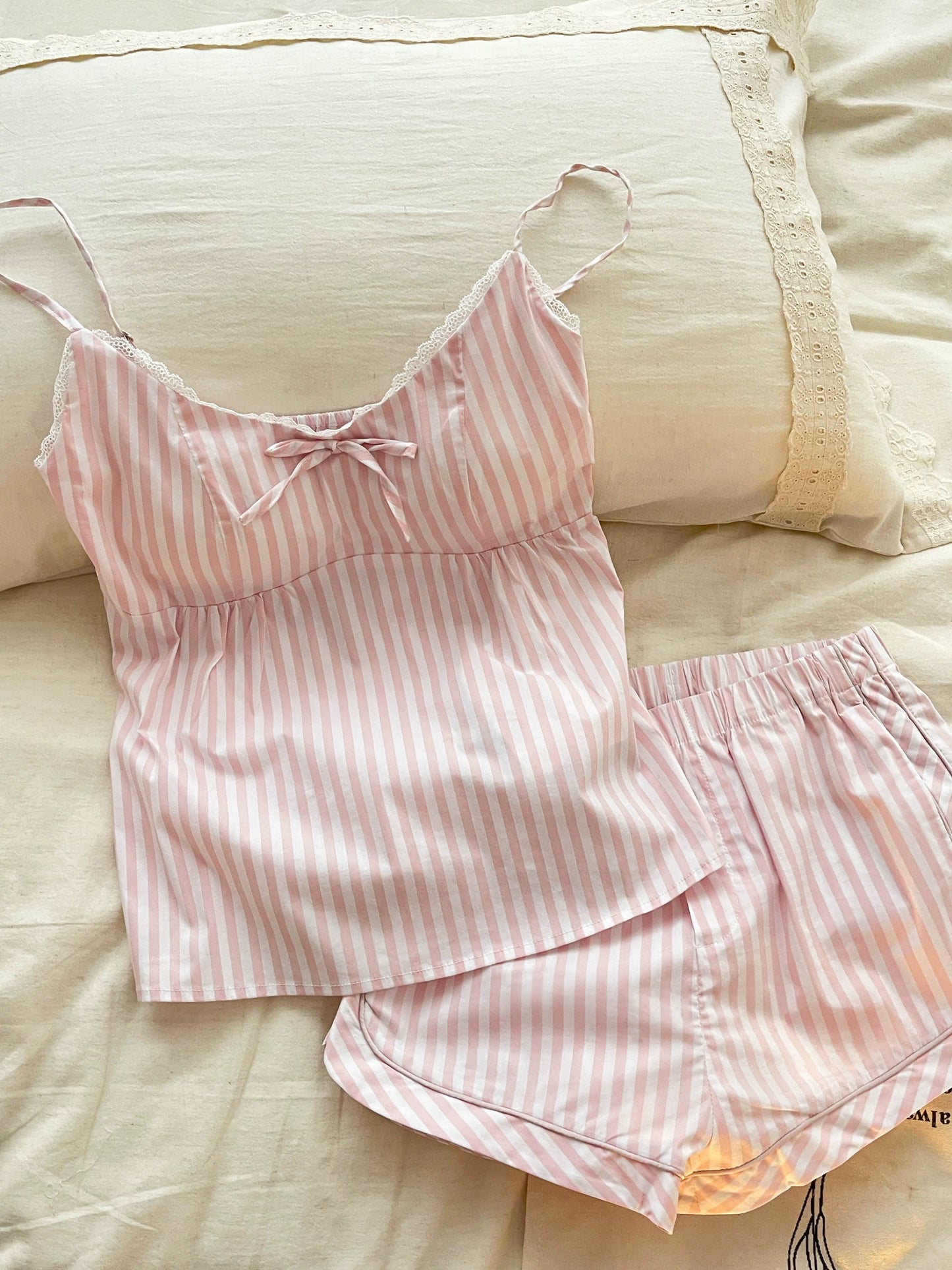 Pink Striped Camisole & Shorts Sleepwear Set