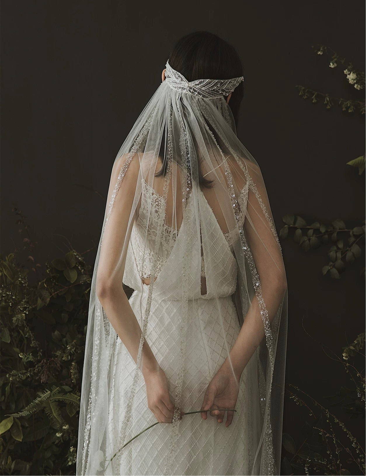 Bohemian Headband Veil with Sequinned Tulle