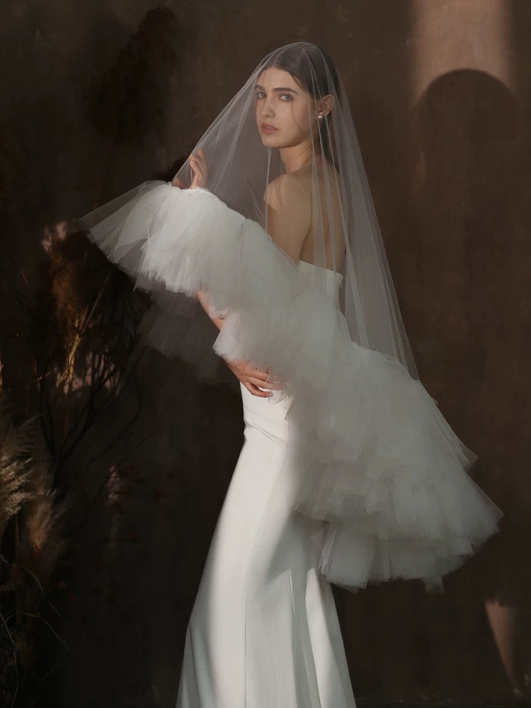 Ruffled Edge Cathedral Veil