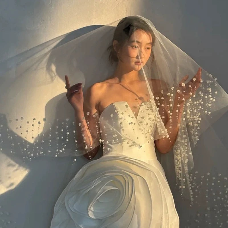 Bridal Veil – 3D Pearl Blossom Veil