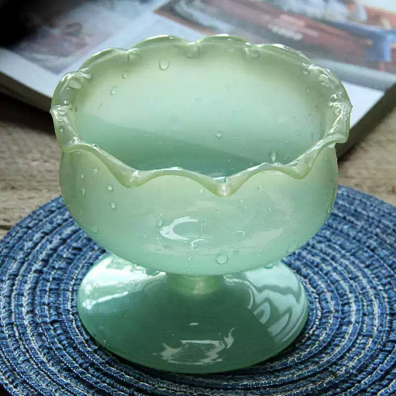 Ceramic Floral Mug – Hand-Painted Vintage Ice Cream Cup