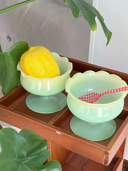 Ceramic Floral Mug – Hand-Painted Vintage Ice Cream Cup