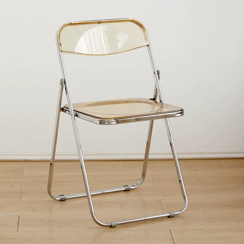 Transparent Acrylic Folding Chair | Modern Ghost Chair | Space-Saving Clear Dining & Event Chair with Chrome Frame