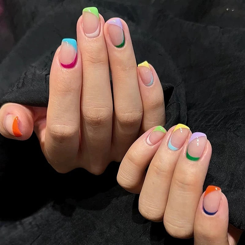 Color Block French Tip Press-On Nail Set