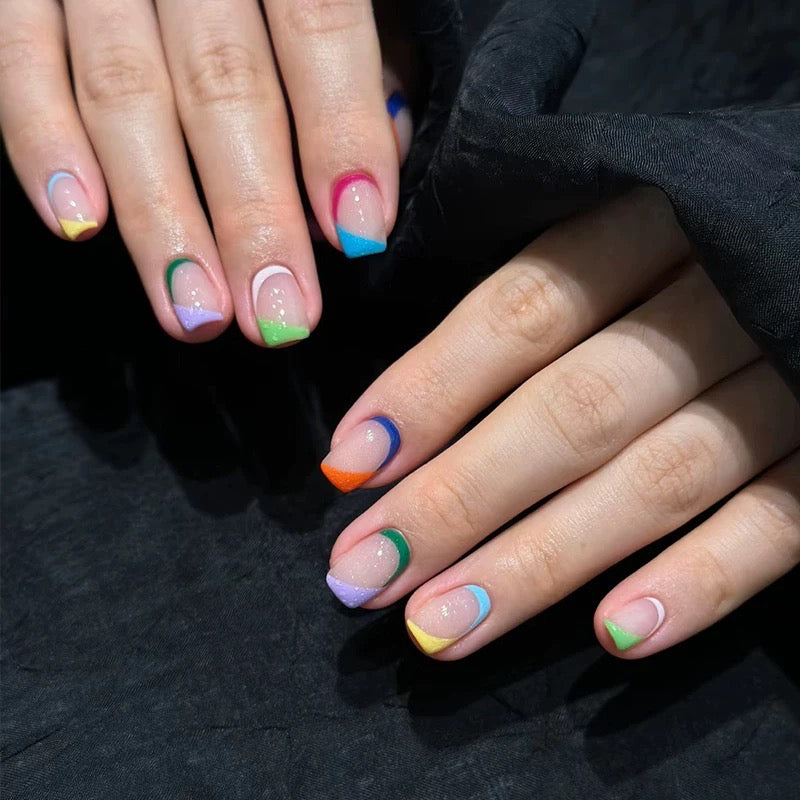 Color Block French Tip Press-On Nail Set