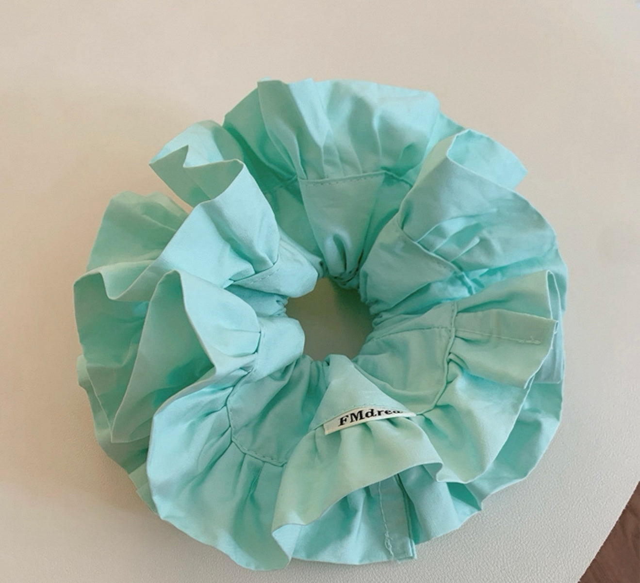 Oversized Mint Ruffle Scrunchie