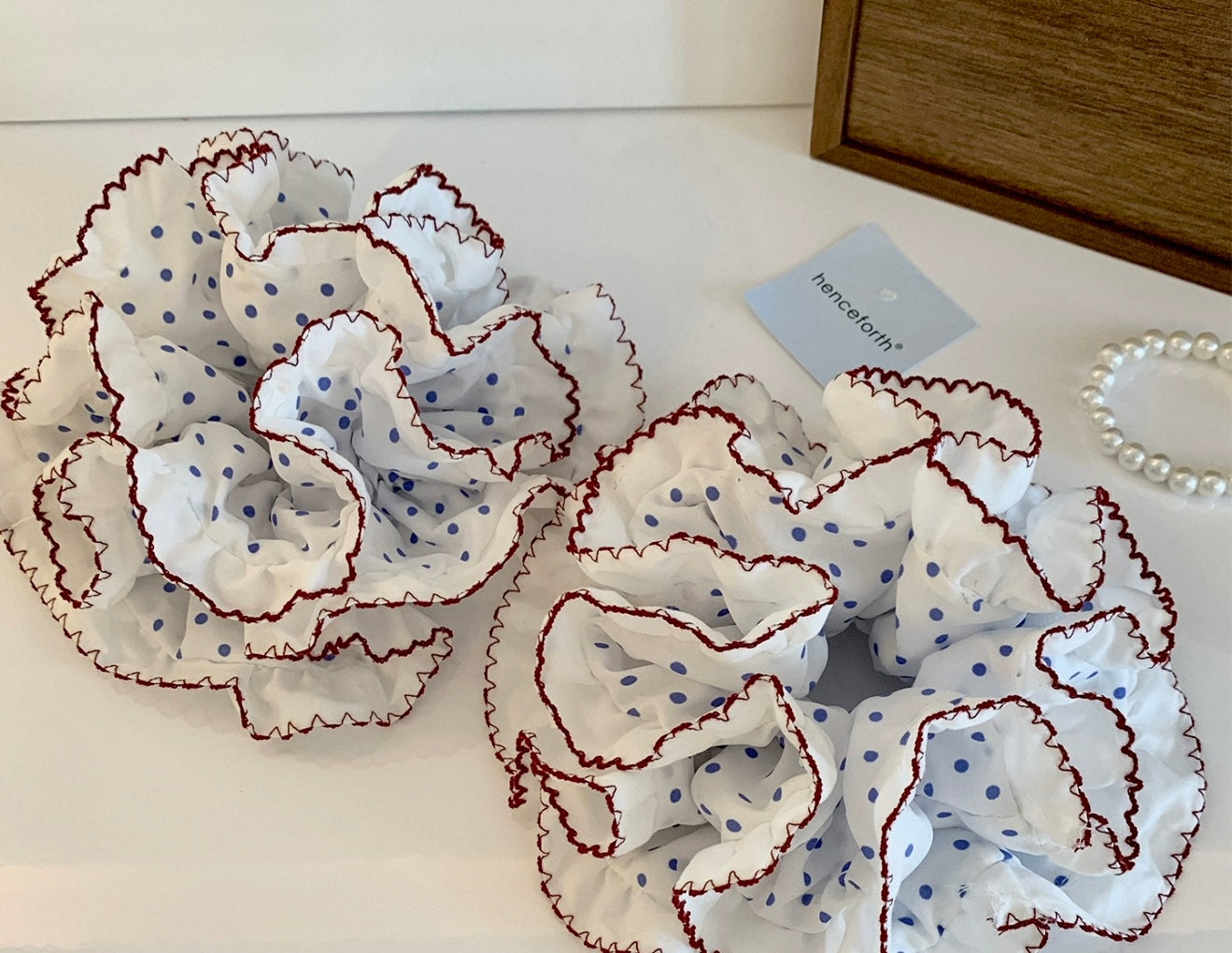 Polka Dot Ruffle Scrunchie