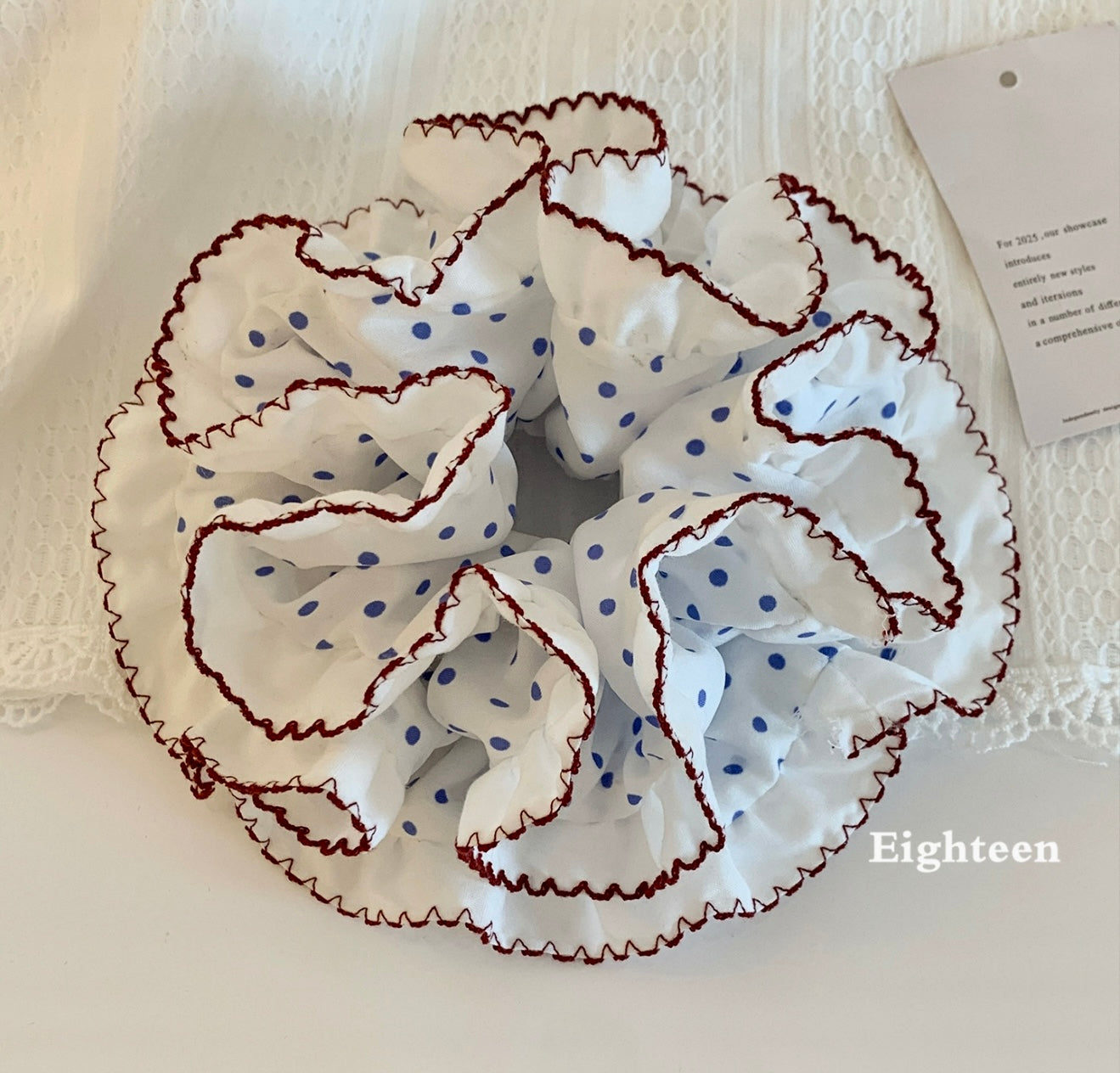 Polka Dot Ruffle Scrunchie