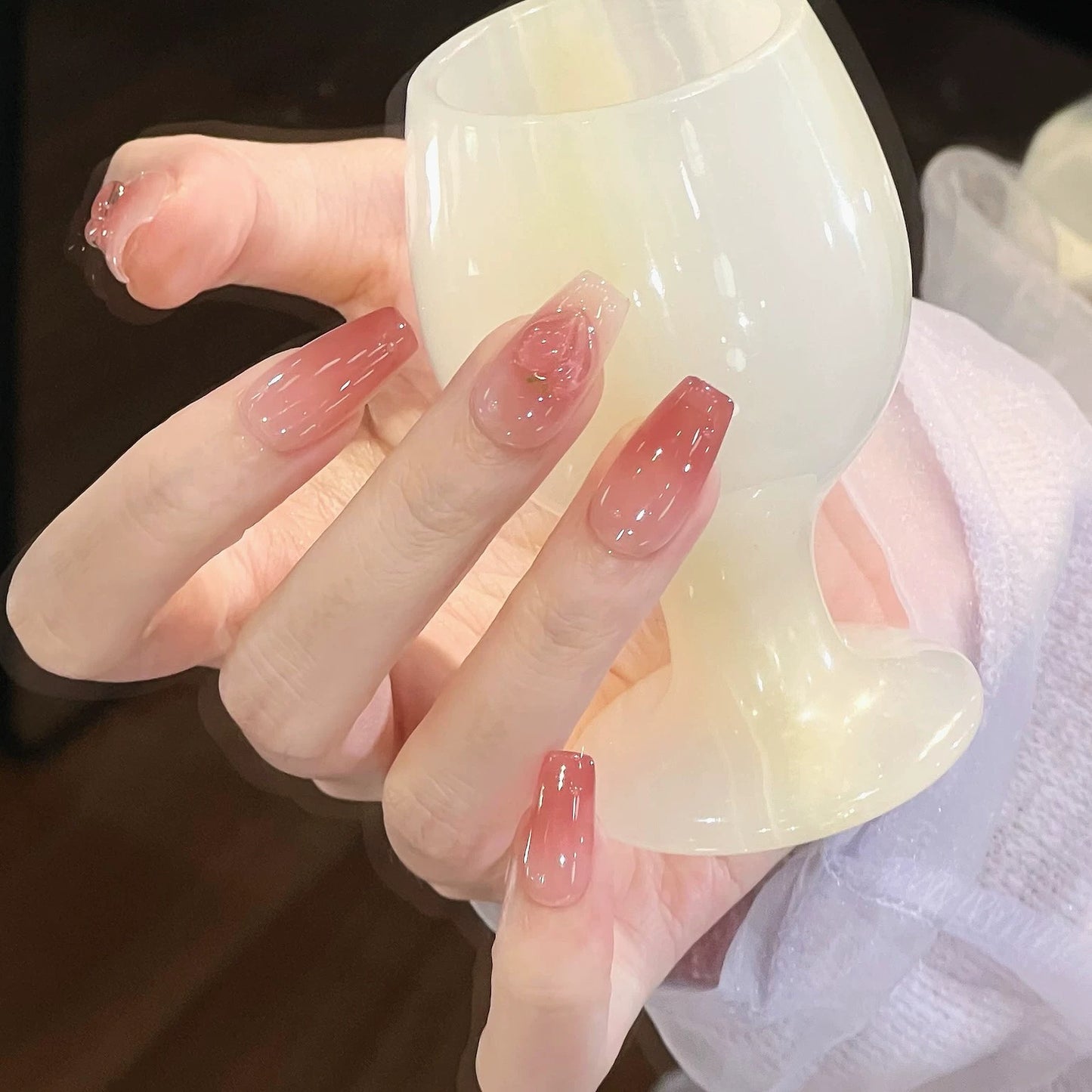 Rosé Ombre Long Press-On Nail Set