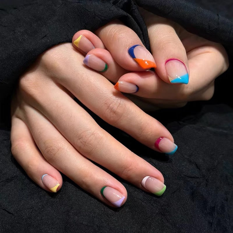 Color Block French Tip Press-On Nail Set