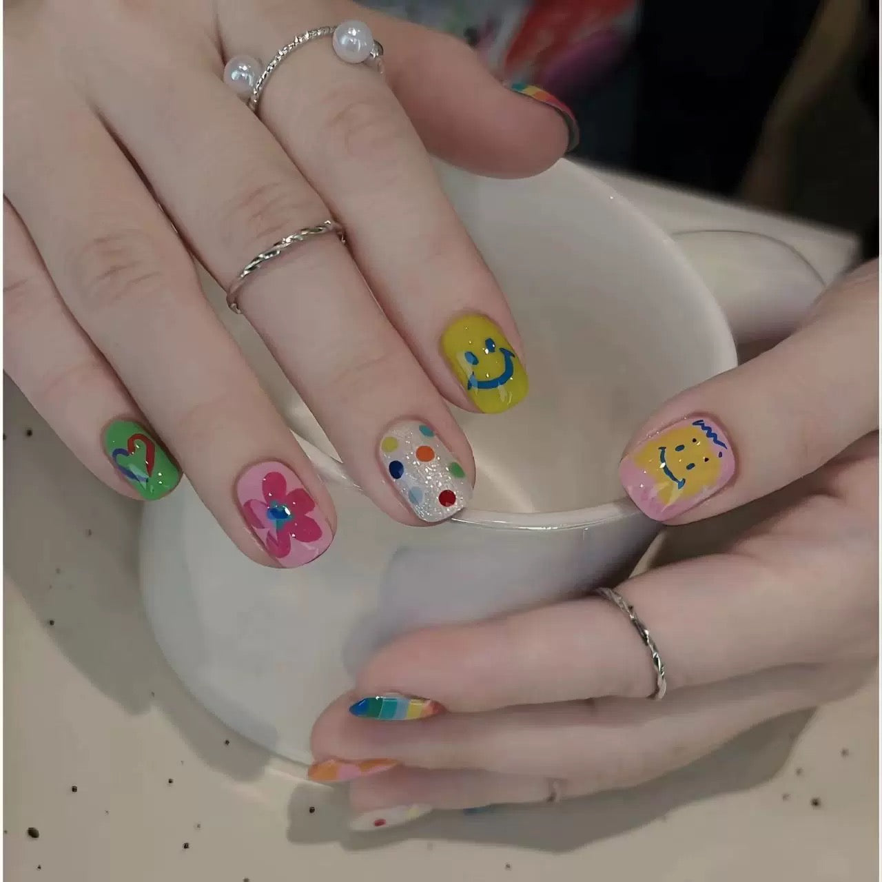 Color Pop Smiley Nail Set
