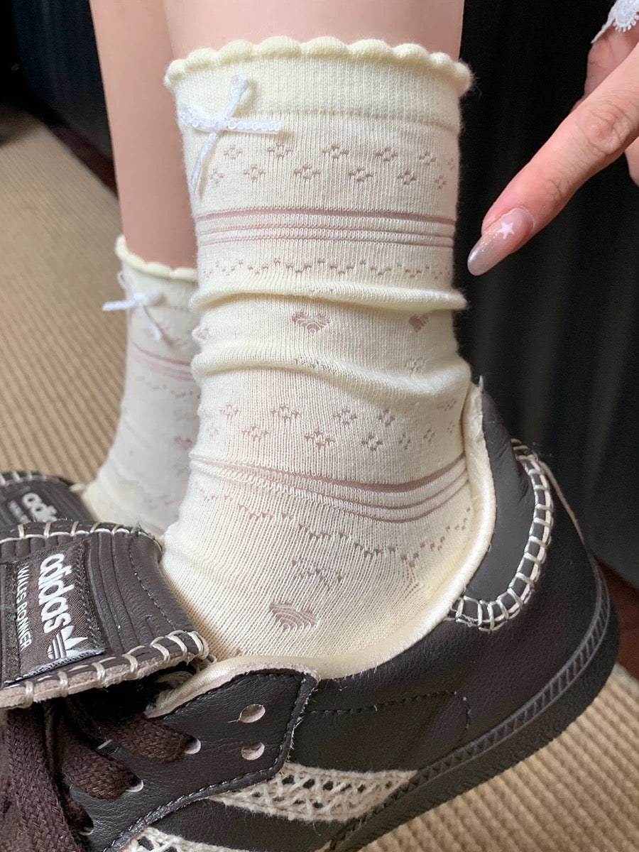 Lace Knit White Princess Socks – Vintage Style (1 Pair)