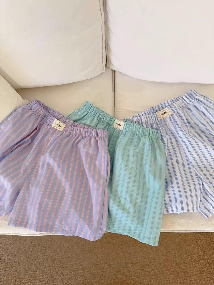 Striped Pastel Shorts for Sleep and Lounge