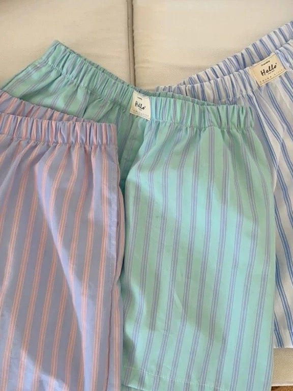 Striped Pastel Shorts for Sleep and Lounge