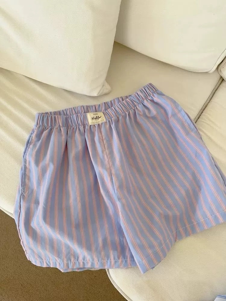 Striped Pastel Shorts for Sleep and Lounge