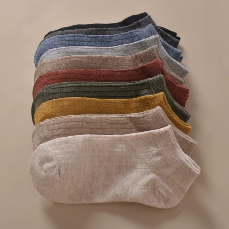 Minimalist Cotton Blend Ankle Socks – Neutral Earth Tones (10 Pairs)
