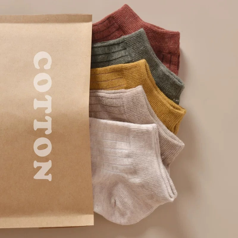 Minimalist Cotton Blend Ankle Socks – Neutral Earth Tones (10 Pairs)
