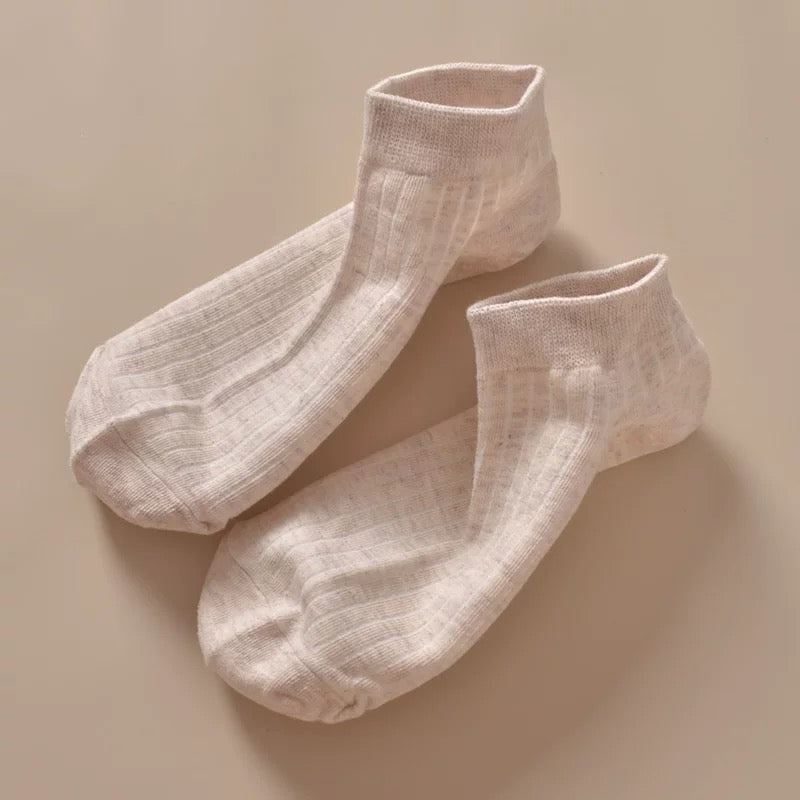Minimalist Cotton Blend Ankle Socks – Neutral Earth Tones (10 Pairs)