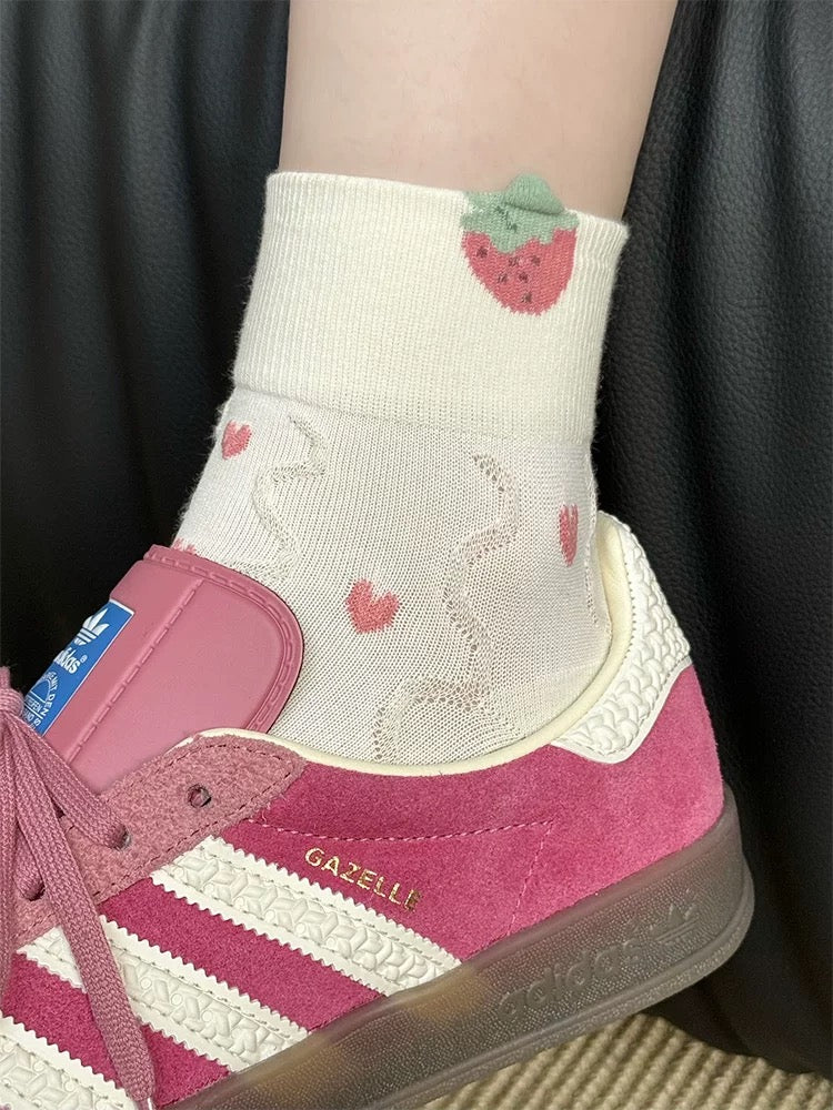 Pastel Fruit Embroidered Socks (5 Pairs)