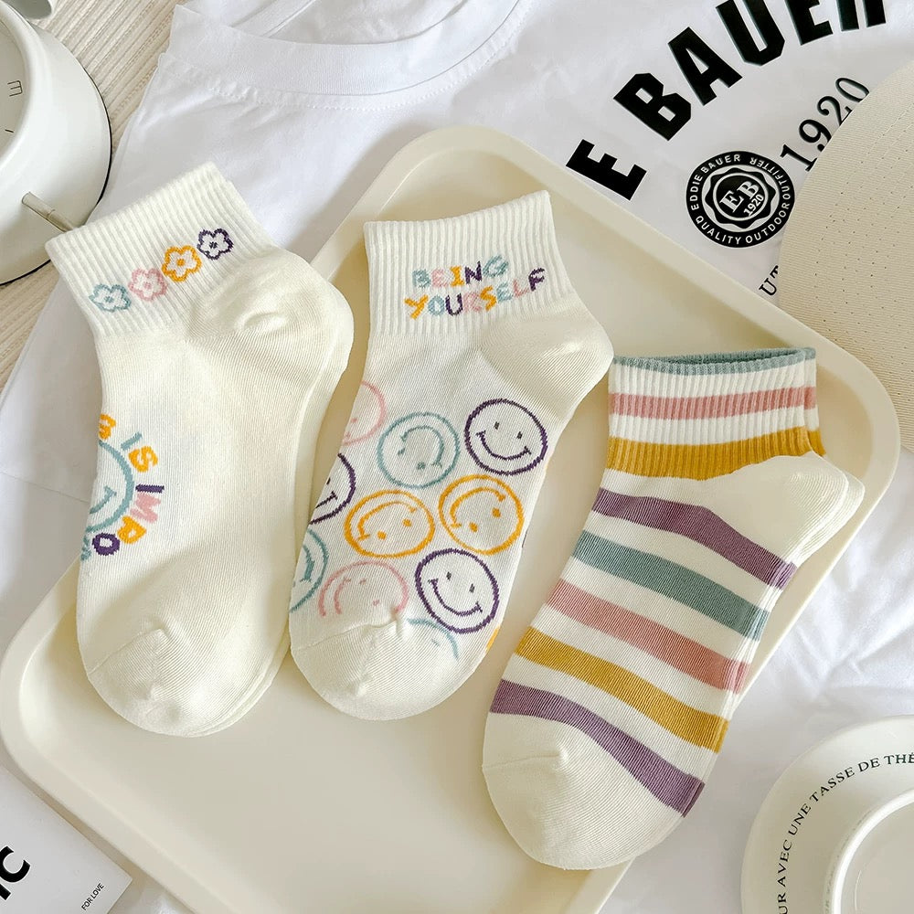 Smiley Rainbow Cotton Socks Pack (5 Pairs)