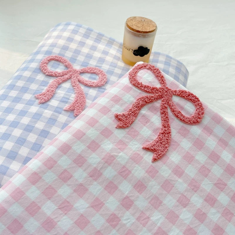 Gingham Check Pillow Covers with 3D Bow Embellishments (sets of 4)