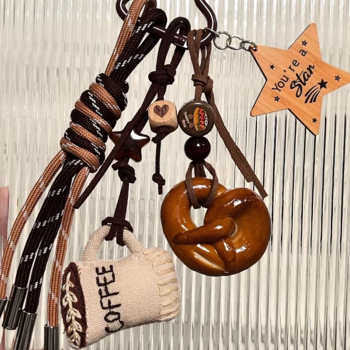 Coffee & Pretzel Charm Keychain – “You’re a Star” Edition