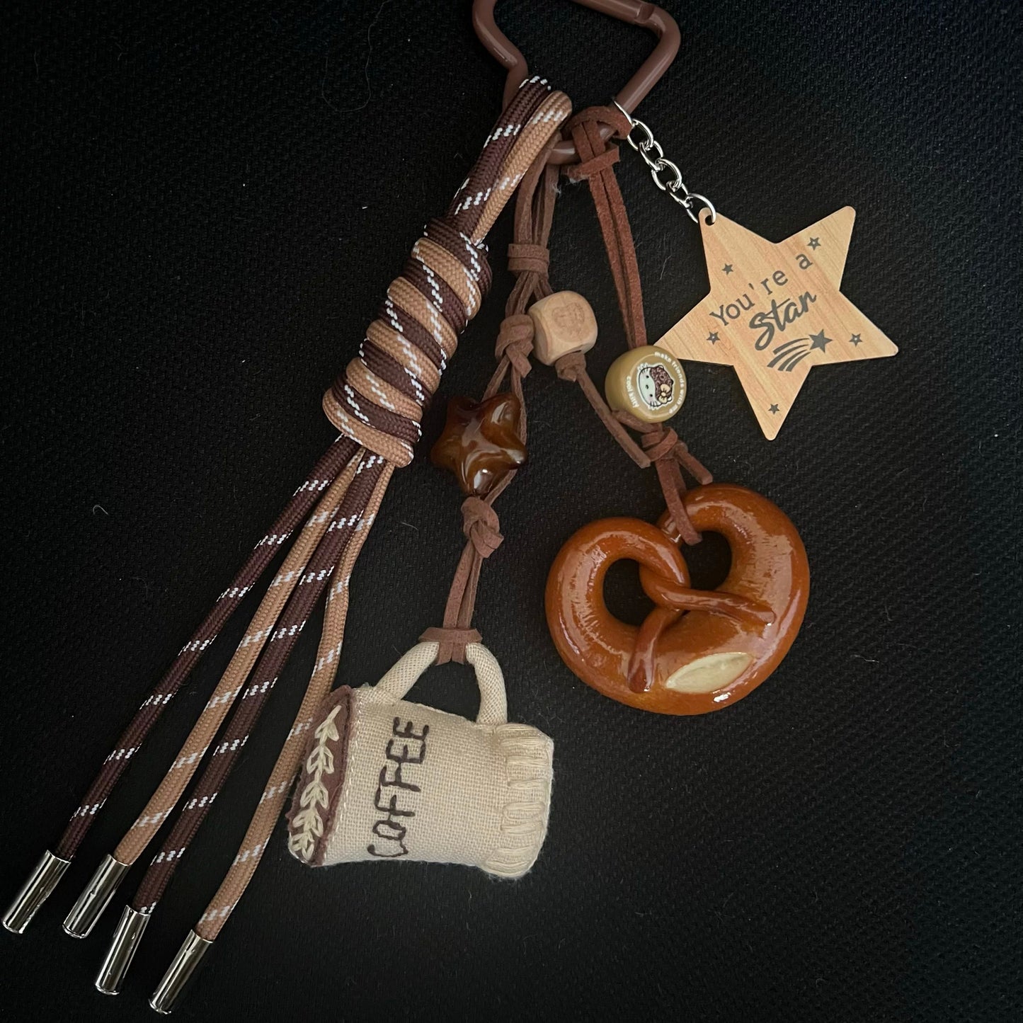 Coffee & Pretzel Charm Keychain – “You’re a Star” Edition