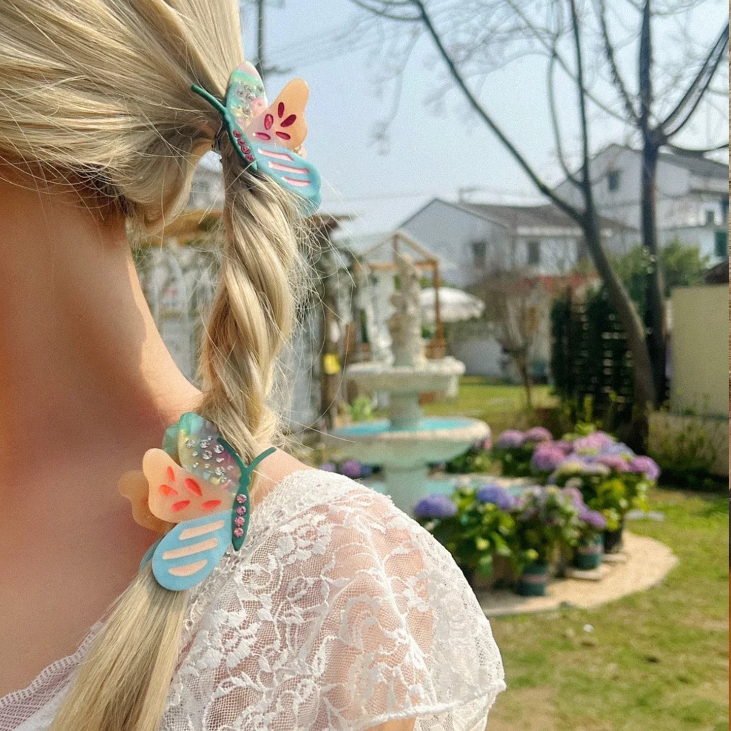 Butterfly Flower Hair Claws - Spring Garden Style