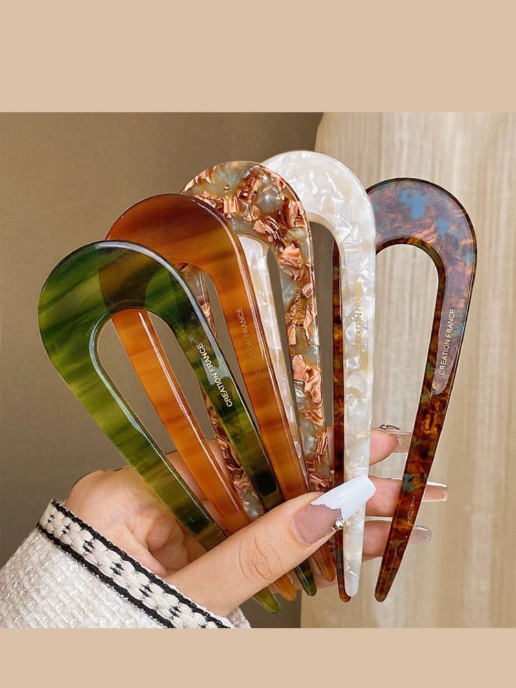 Long Acrylic U-Hair Forks – Sunset & Nature Tones