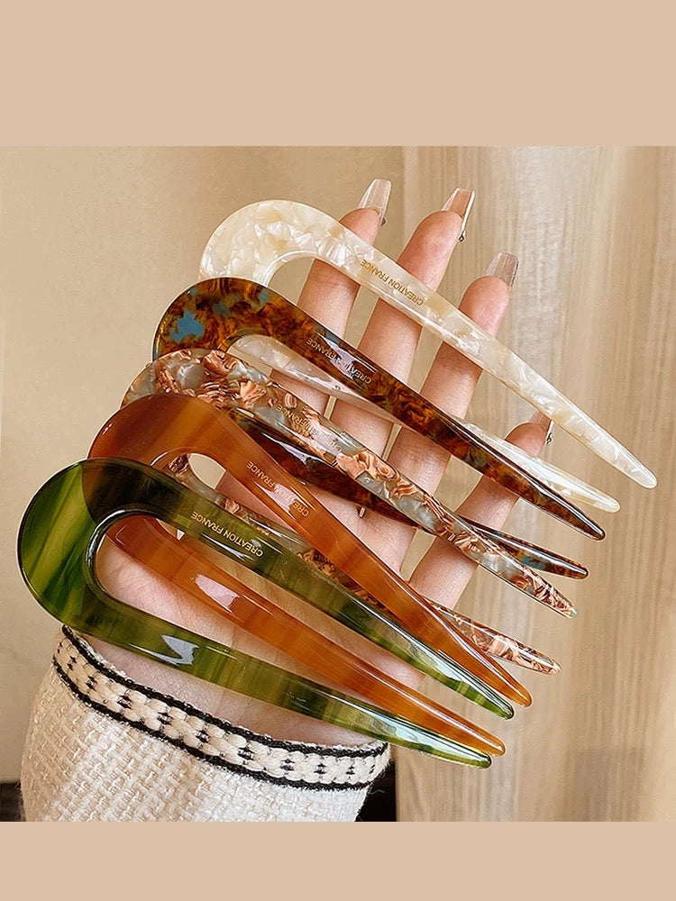 Long Acrylic U-Hair Forks – Sunset & Nature Tones