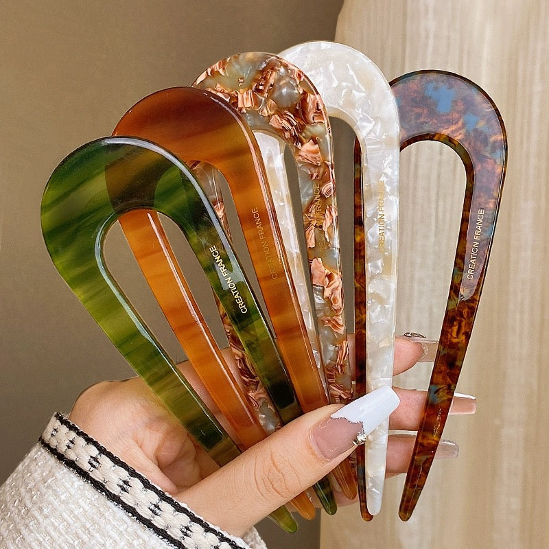 Long Acrylic U-Hair Forks – Sunset & Nature Tones