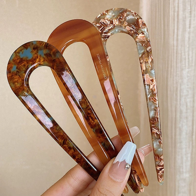 Long Acrylic U-Hair Forks – Sunset & Nature Tones