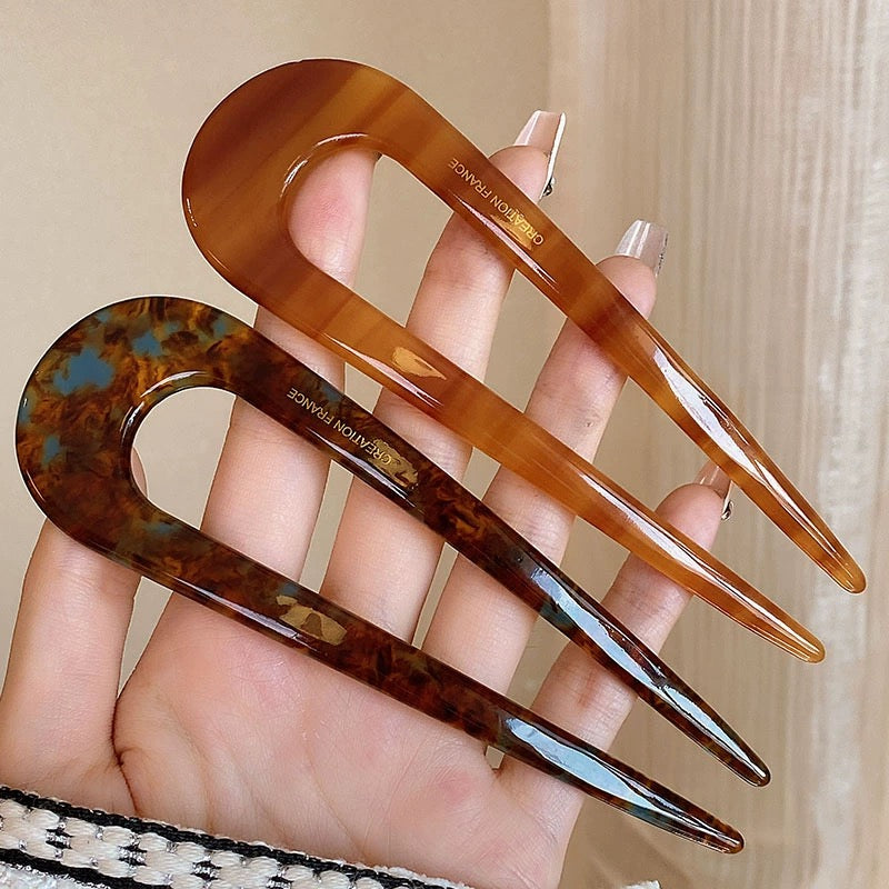 Long Acrylic U-Hair Forks – Sunset & Nature Tones
