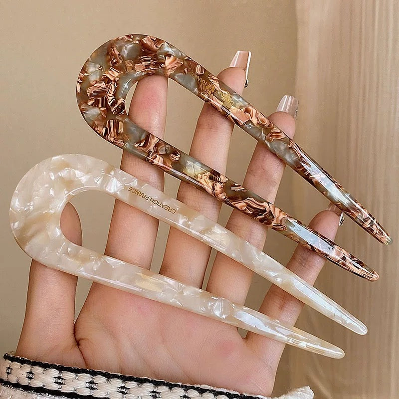 Long Acrylic U-Hair Forks – Sunset & Nature Tones