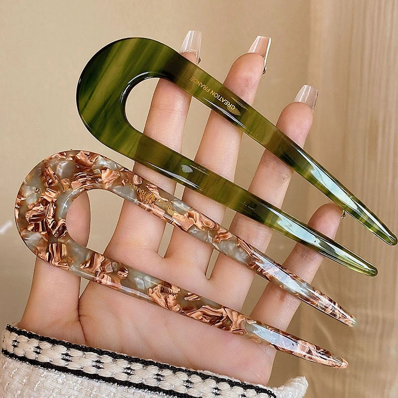 Long Acrylic U-Hair Forks – Sunset & Nature Tones