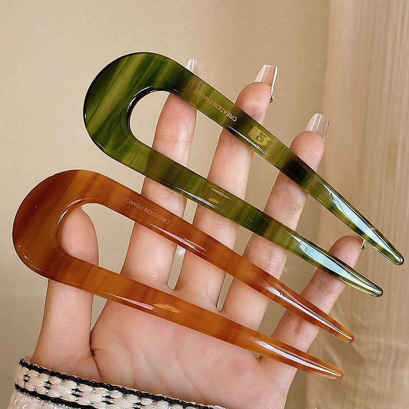 Long Acrylic U-Hair Forks – Sunset & Nature Tones
