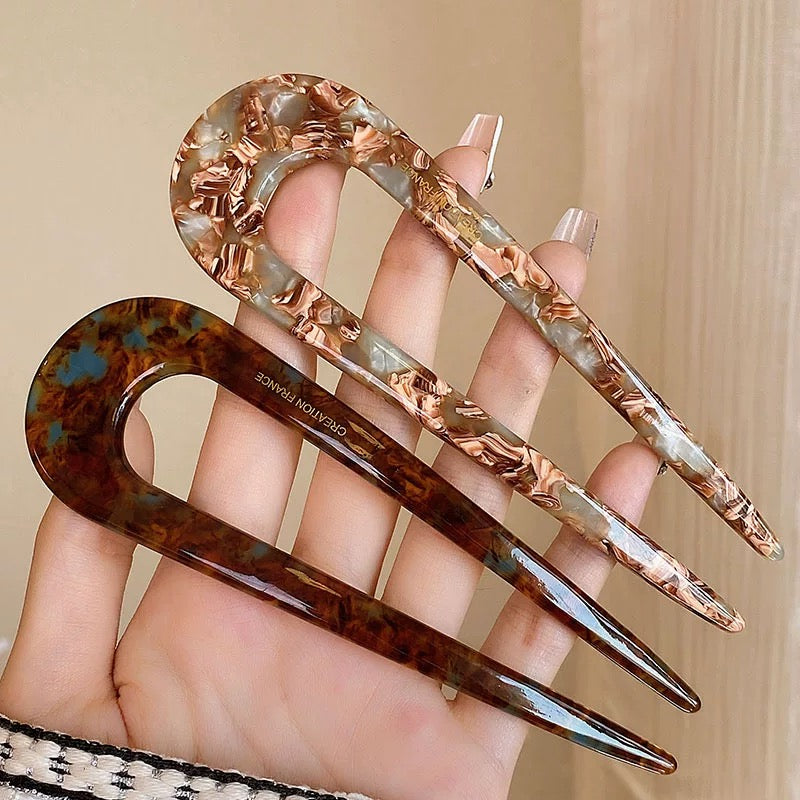 Long Acrylic U-Hair Forks – Sunset & Nature Tones